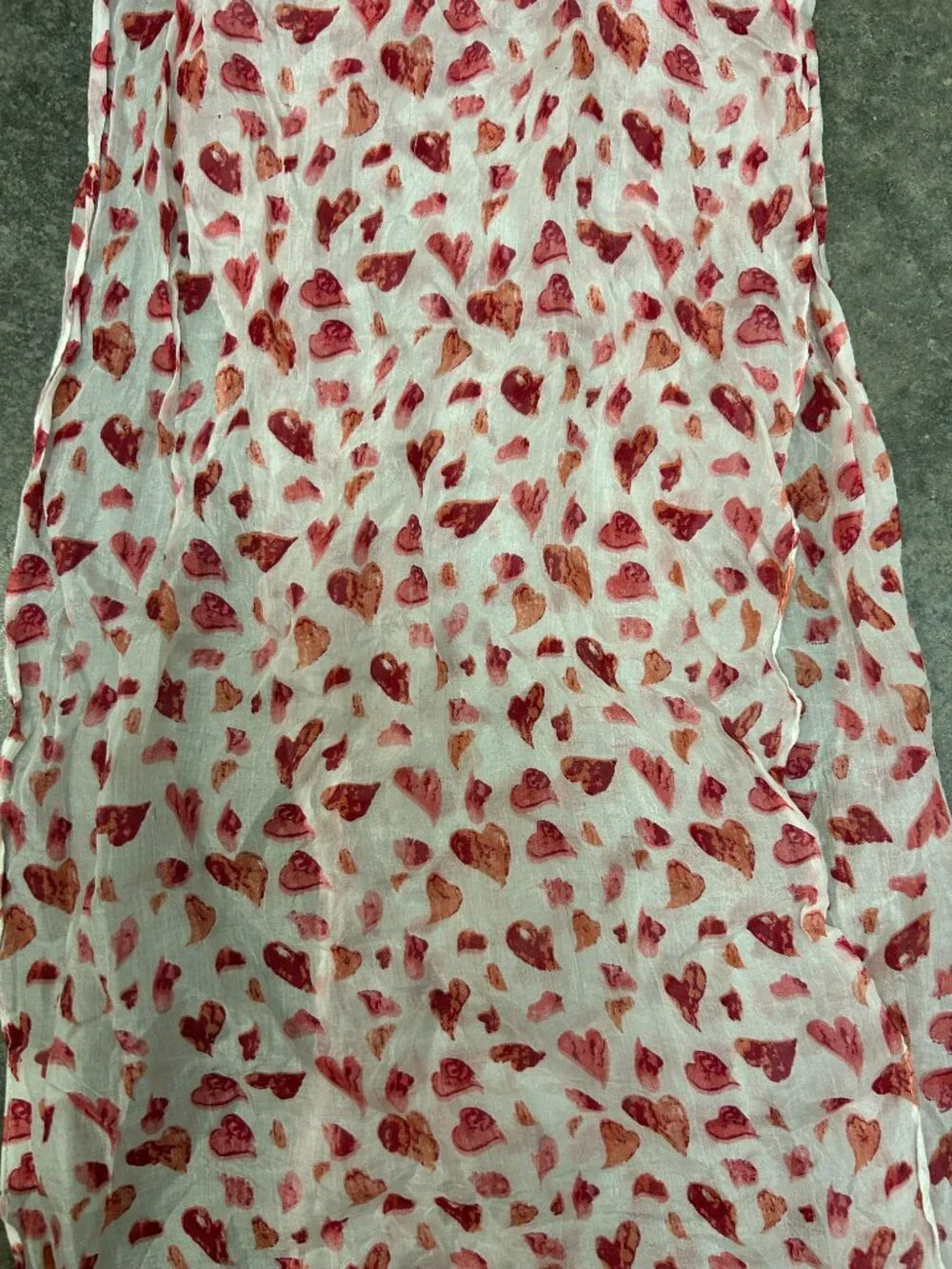 Quintessential 100% Silk Neck Scarf White Red Pink Hearts 62